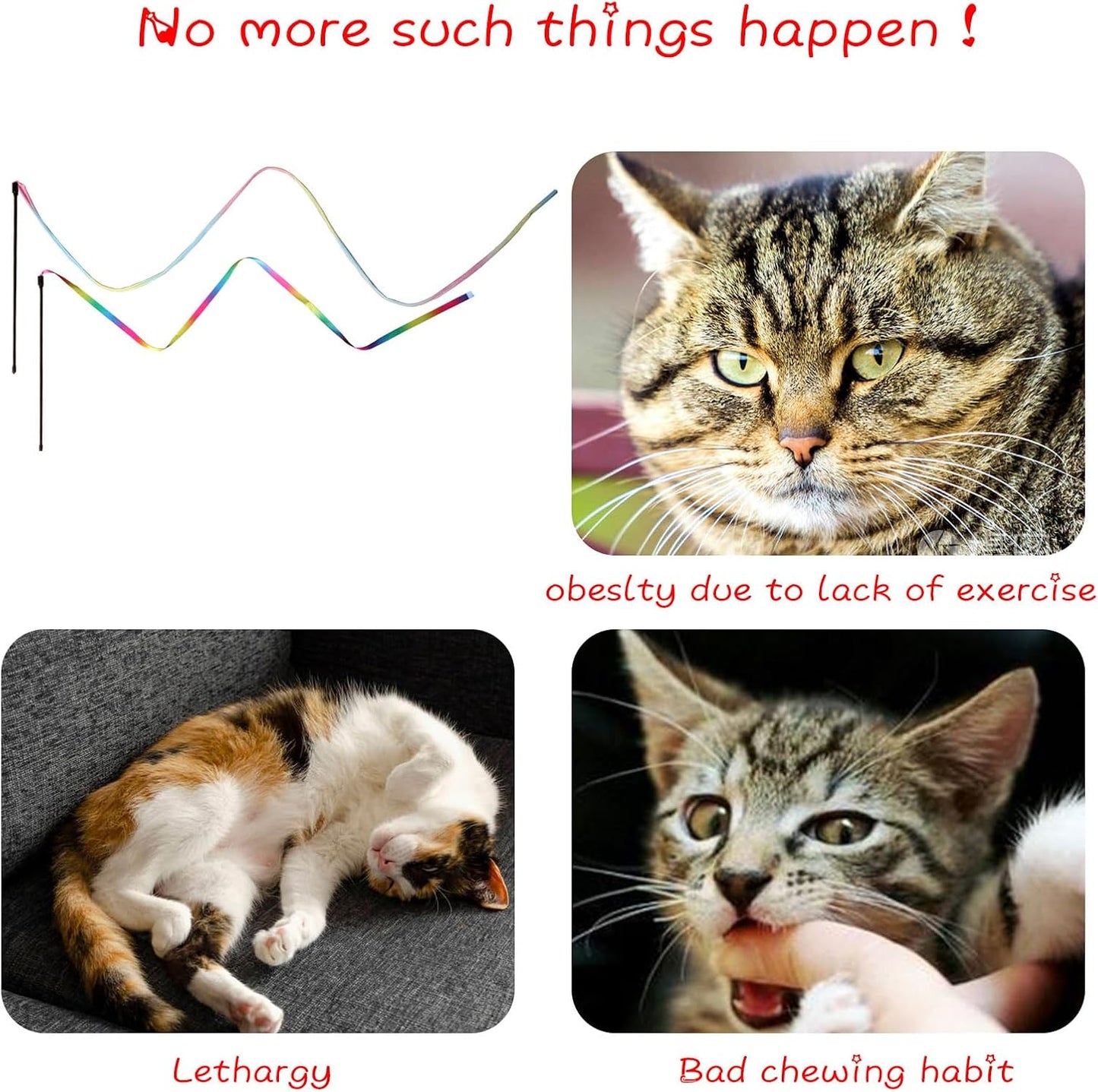 Adult cat pouncing on the long colorful string of Amaxiu interactive toy