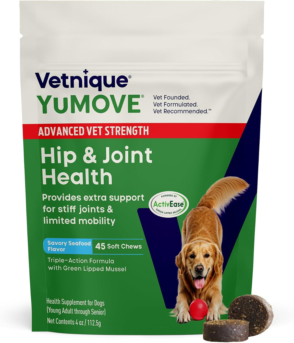 YuMOVE Adult Dog Hip & Joint Soft Chews, ActivEase Green Lipped Mussel, Glucosamine for Dogs, Hyaluronic Acid & Omega 3 - Barbecue Flavor (300ct Chews, Regular Strength) - Image 11