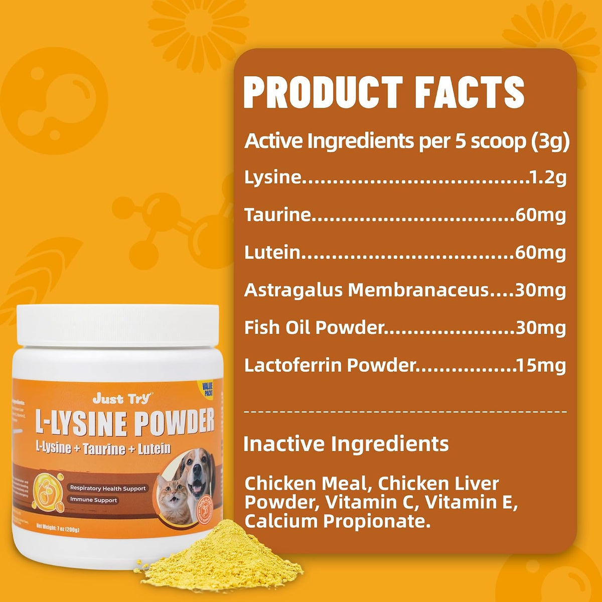 Taurine and lutein enhanced cat immunity supplement powder details