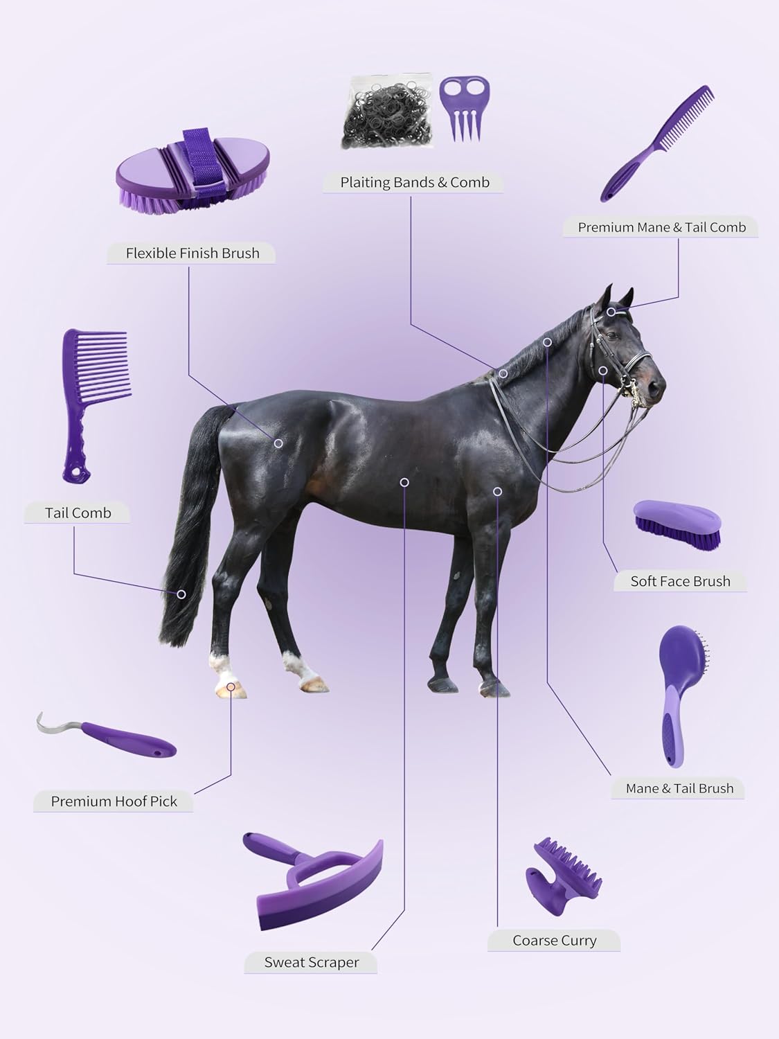 Durable purple tote bag for horse grooming supplies