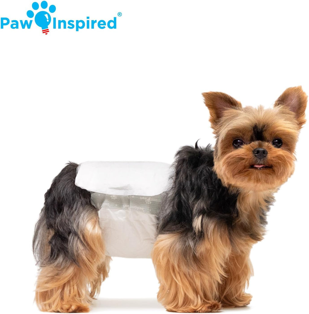 Extra small disposable dog diapers with DrySpeed polymer technology explanation.