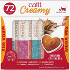 Catit Creamy Lickable Cat Treats front view variety pack box for interactive feeding.