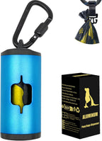 Unboxing view of the SHAOUMAN 2-count black metal pet waste management kit with all lockable keychains and fasteners spread out.