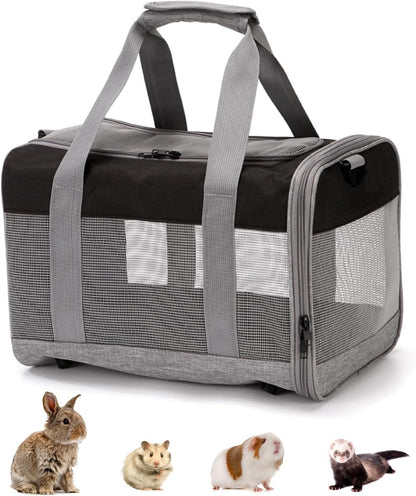 kathson Small Animal Carrier Bag, Guinea Pig Rabbit Travel Carrier Breathable Mesh Window Pet Portable Hand Bag for Hamster Bird Bunny Bearded Dragon Kitty and Etc (Grey) - Image 6