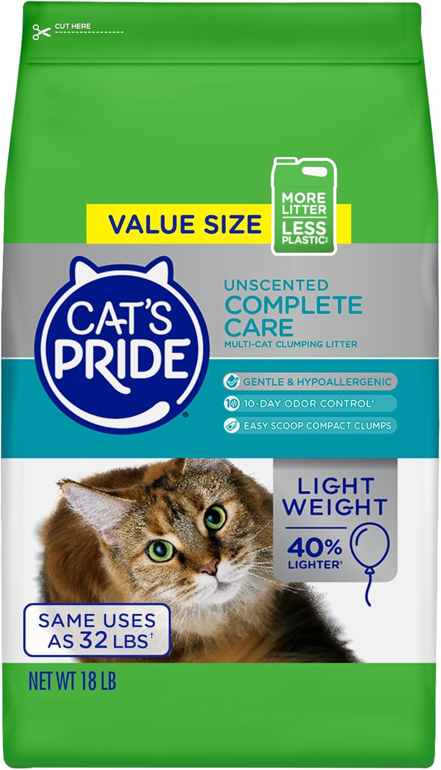 Cat's Pride Premium Lightweight Clumping Litter: Complete Care - Up to 10 Days of Powerful Odor Control - Hypoallergenic - Multi-Cat, Unscented, 10 Pounds - Image 9