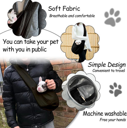 Person wearing Natuya small dog sling carrier while walking