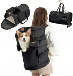 Dog Backpack Carrier - Comfortable Travel Bag for Pets -Khaki | Adjustable straps & safety leash. Handheld, backpack & trolley carry. Top & side openings for pet access. 30 lbs capacity. - Image 9