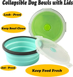 Airtight transparent lids on collapsible dog food dishes