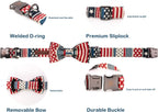Close up of American flag print cotton bowtie for dogs