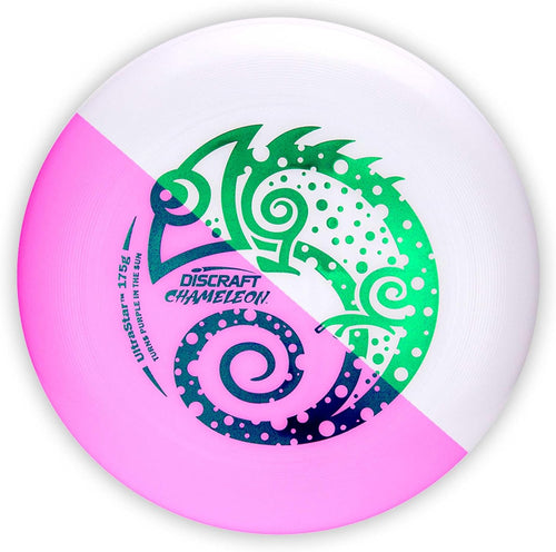 Discraft Ultrastar color shifting sport disc transitioning from white to purple under sunlight