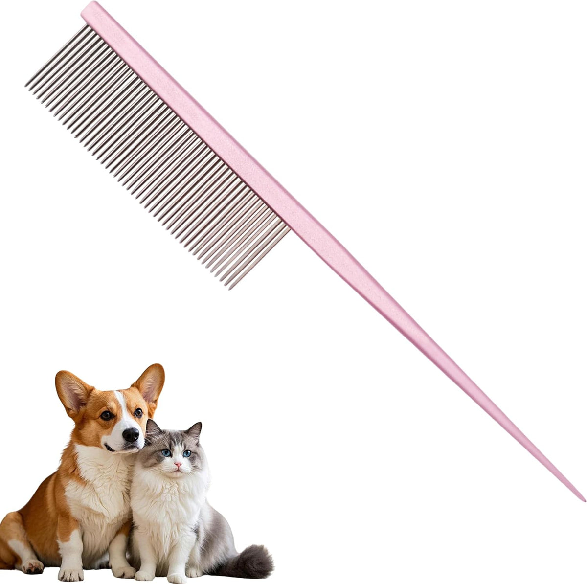 Susook rat tail pet grooming comb front view