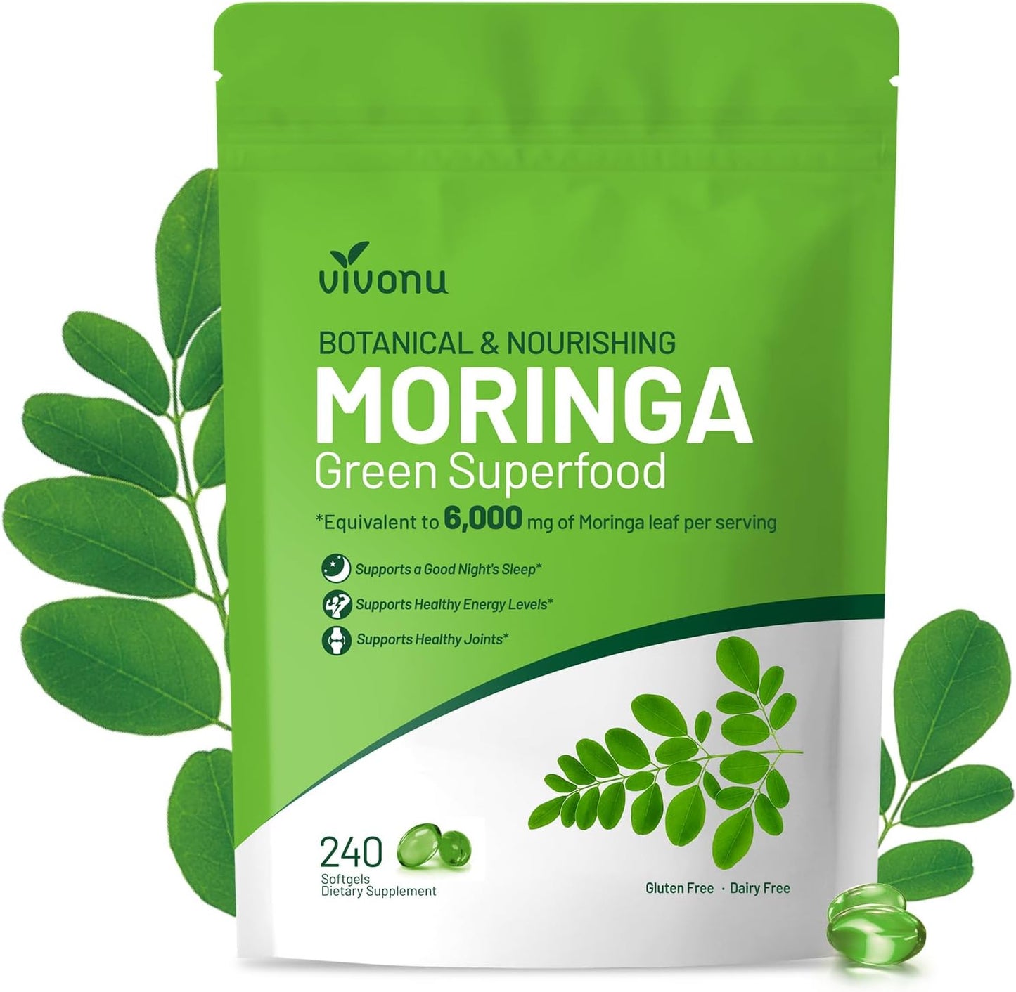 VivoNu pure moringa softgel organic leaf extract blend