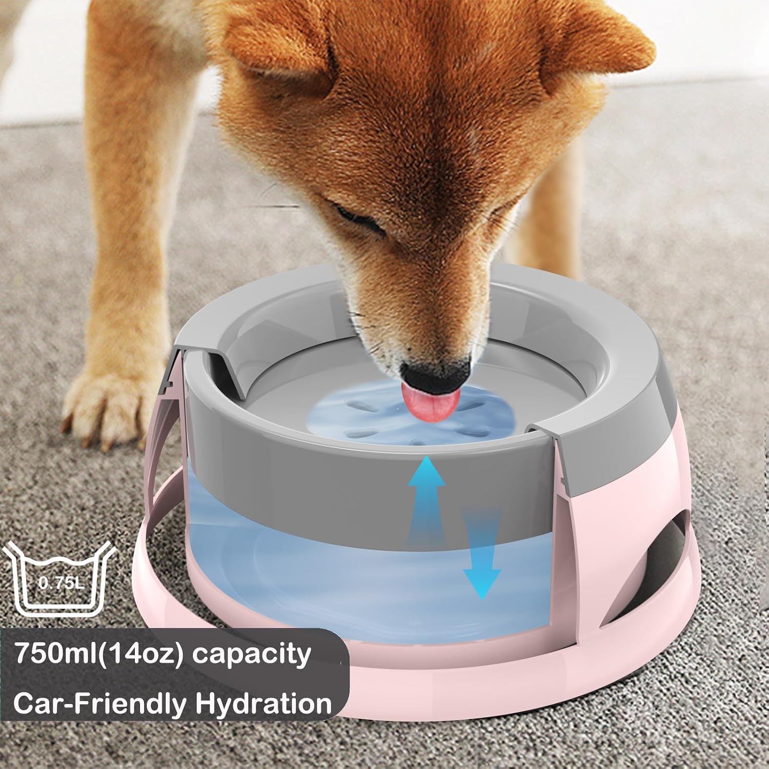 Portable no mess travel puppy water bowl with non slip base