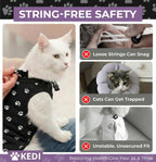 Cat Surgery Recovery Suit Female Cat Onesie for Cats After Surgery Spay Surgical Abdominal Wound Skin Diseases E-Collar Alternative Wear Kitten (Black, Large) - Image 2