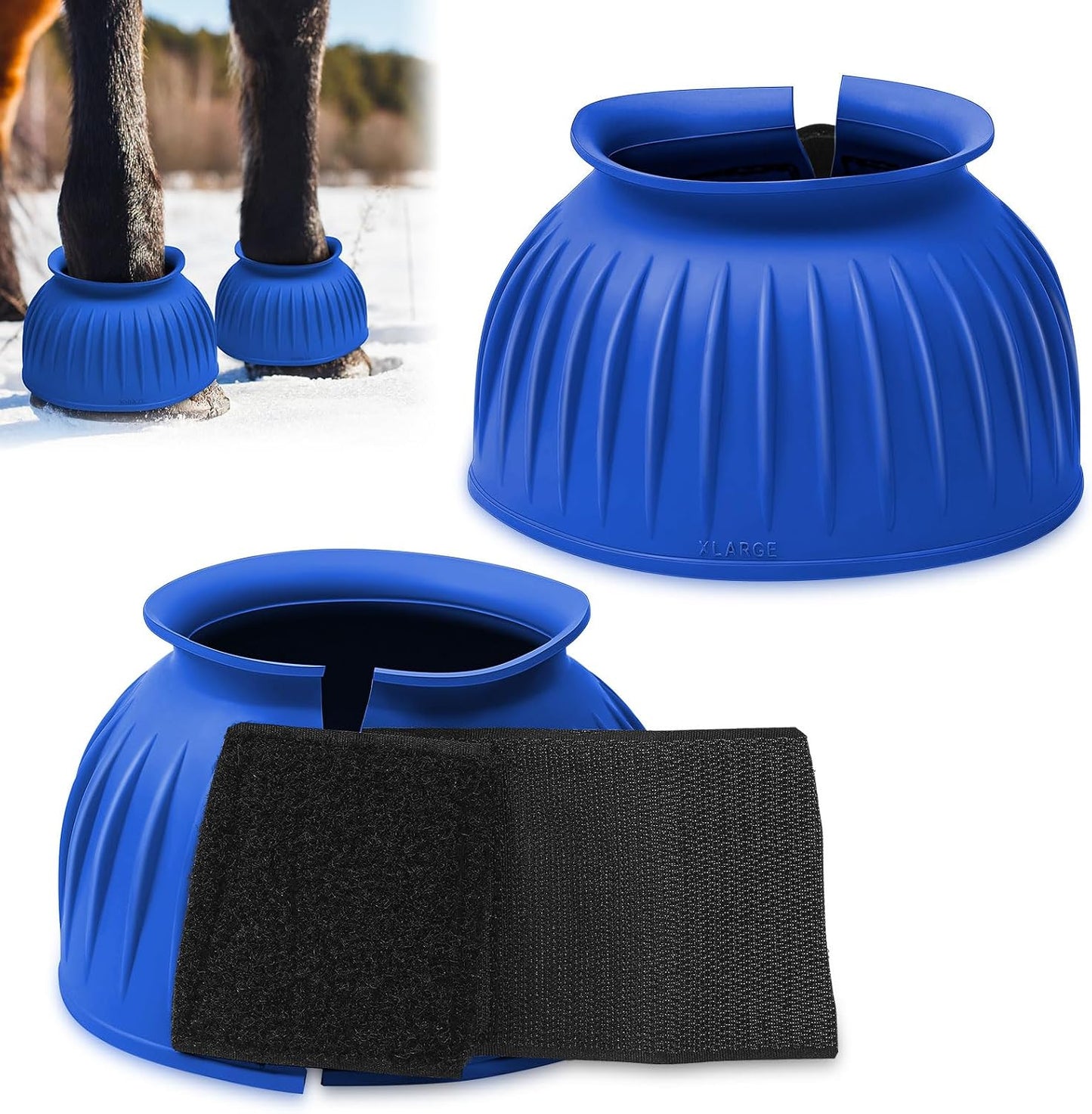 Abbylike Bell Boots for Horses 1 Pair/2 Pair Available, Protect Against Hoof Impact Trauma, Rubber Bell Boots Horse Care for Turnout, No Rub Design Wrap Hook and Loop - Image 10