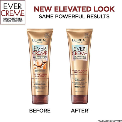 Two pack bundle of L'Oreal Paris EverCreme Deep Nourish hair care system for dry to very dry hair.
