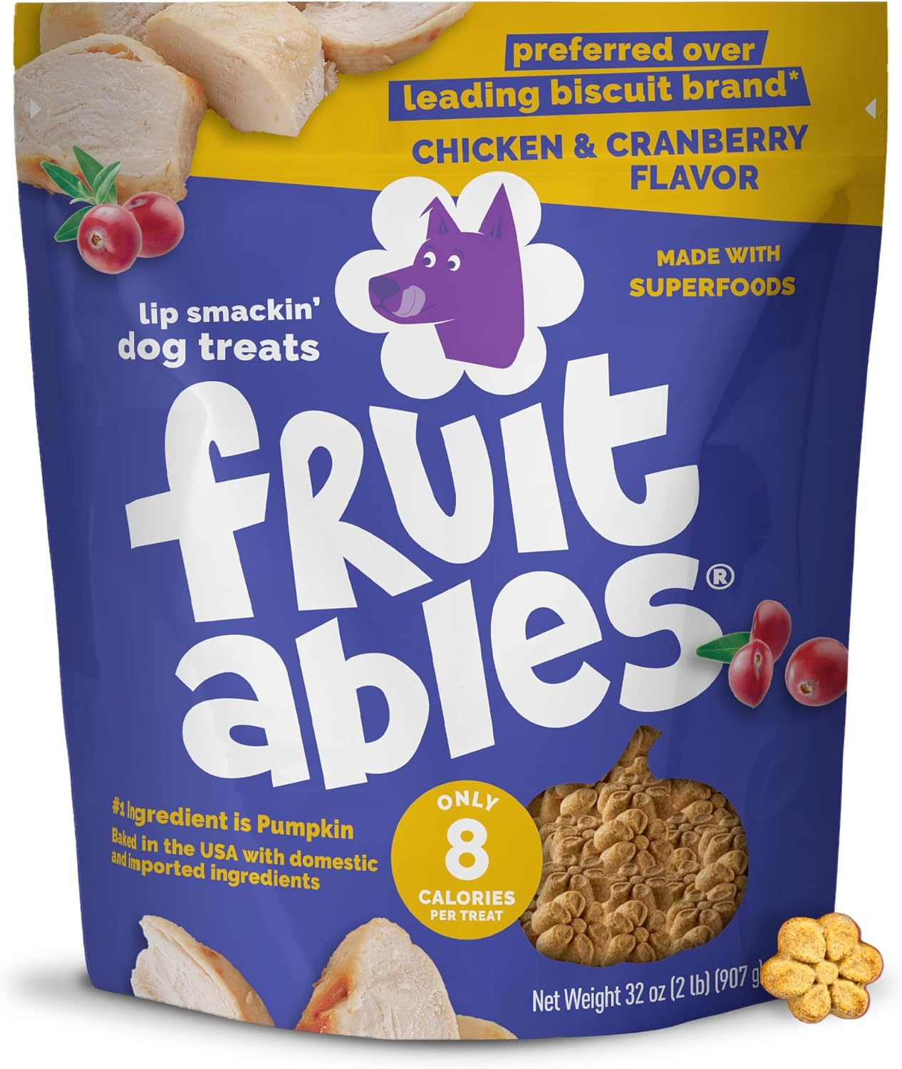 Fruitables Baked Dog Treats, Healthy Pumpkin Treat for Dogs, Low Calorie & Delicious, No Wheat, Corn or Soy, Made in the USA, Pumpkin and Blueberry Flavor, 12oz - Image 13