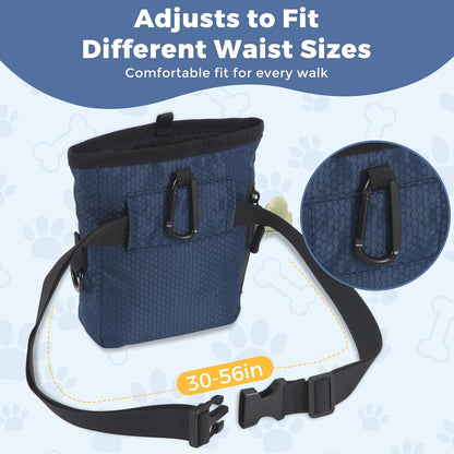 PawistaPal treat container shown in a crossbody strap style on a walk