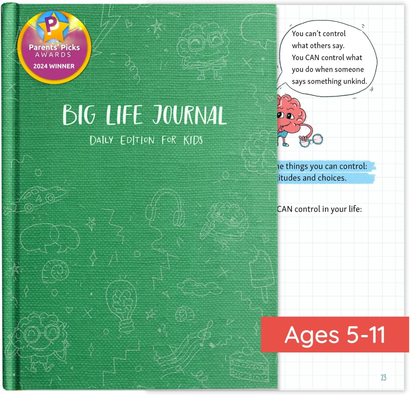 Big Life Journal daily edition for kids green front view