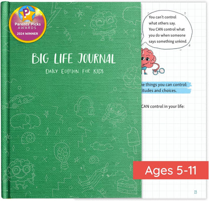 Big Life Journal daily edition for kids green front view