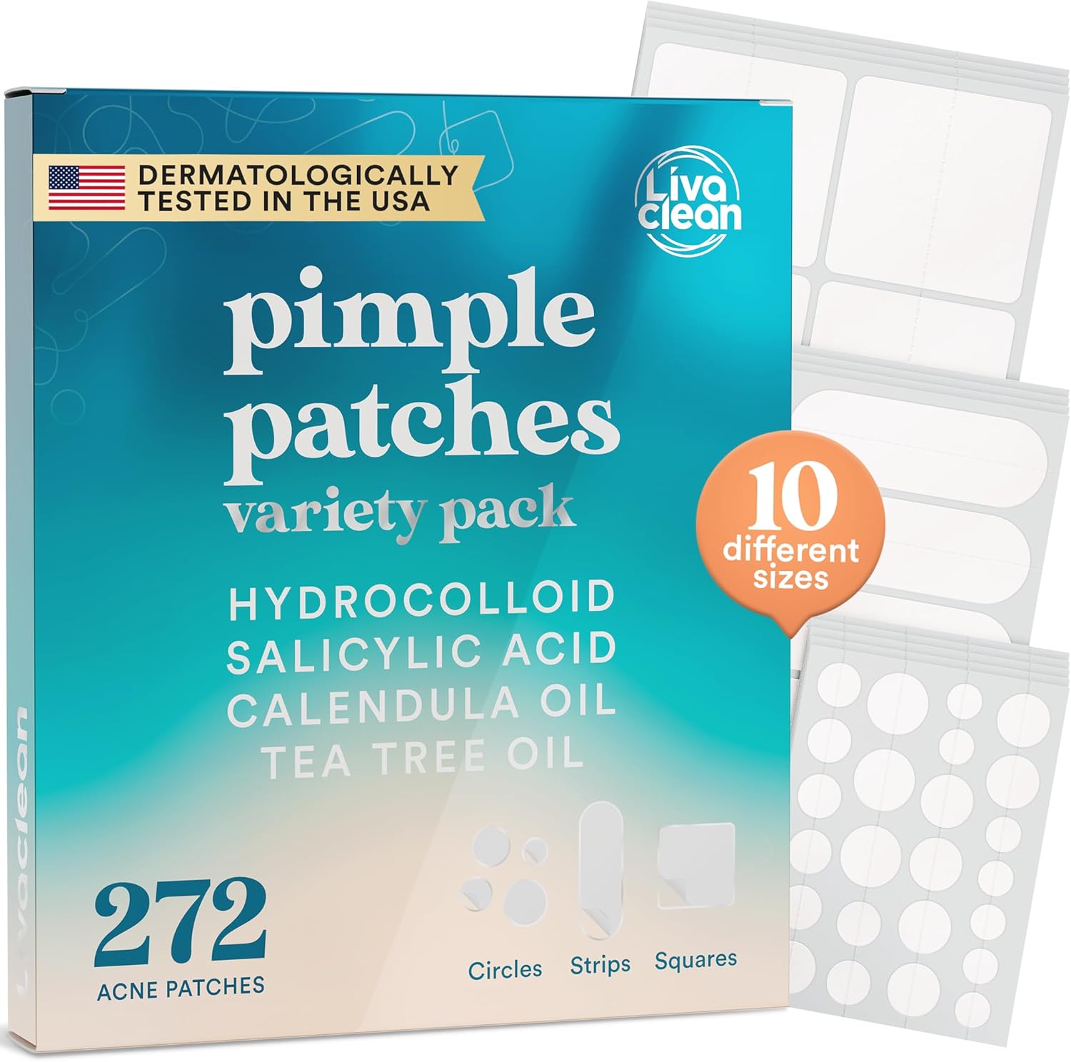 LivaClean 272 pimple patch variety pack with various sizes and shapes