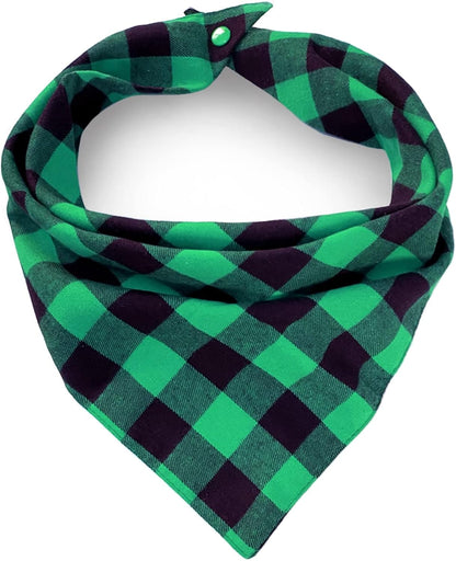 Plaid Dog Bandana with Button, Dual Layer Soft Cotton Triangle Dog Scarf Kerchief Washable Girl Boy Dog Bandanas Adjustable Accessories for Small Medium Large Extra Large Dog Puppy Pet - Image 9