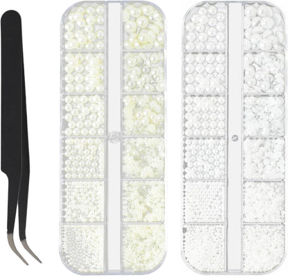 Vhbie Enterprises 24 grid pearl nail charm set with tools