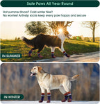 Four pack of Kuoser anti slip dog socks laid out flat