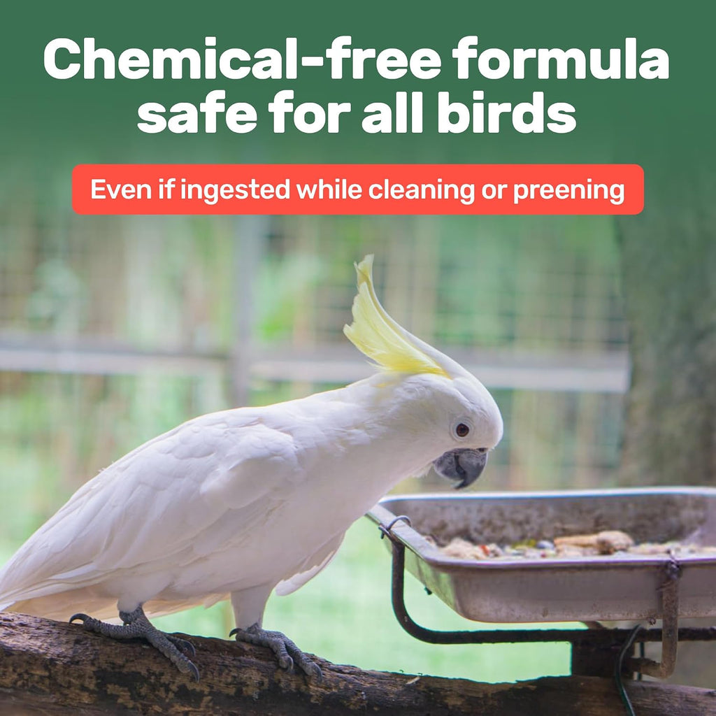 Back of Samorillo Aloe Vera Bird Spray bottle showing usage directions and safety info.