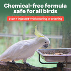 Back of Samorillo Aloe Vera Bird Spray bottle showing usage directions and safety info.