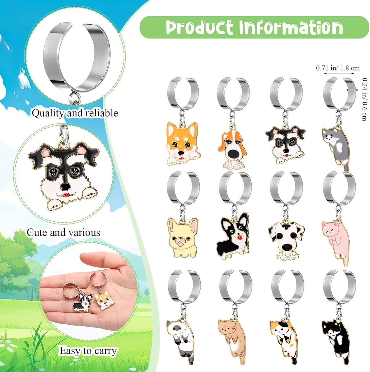 XunYee stethoscope charm tags adjustable silver tone metal rings demonstrating a secure fit on medical tubing
