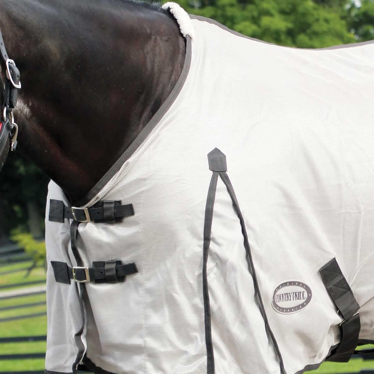 Country Pride lightweight breathable horse protection blanket grey with silver trim