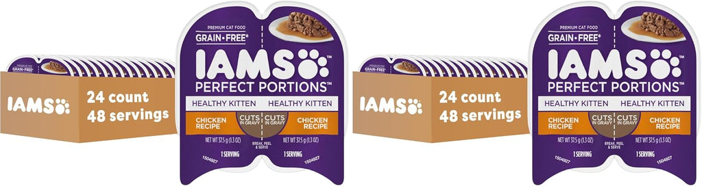 IAMS Perfect Portions Healthy Kitten Grain Free Wet Cat Food, Wet Cat Food Pate Recipe, Chicken Recipe, 2.6 oz. (24 Twin Packs) - Image 11
