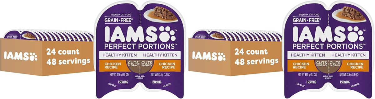 IAMS Perfect Portions Healthy Kitten Grain Free Wet Cat Food, Wet Cat Food Pate Recipe, Chicken Recipe, 2.6 oz. (24 Twin Packs) - Image 11