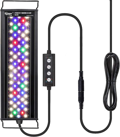Side profile of Hygger aquarium light mounted on glass