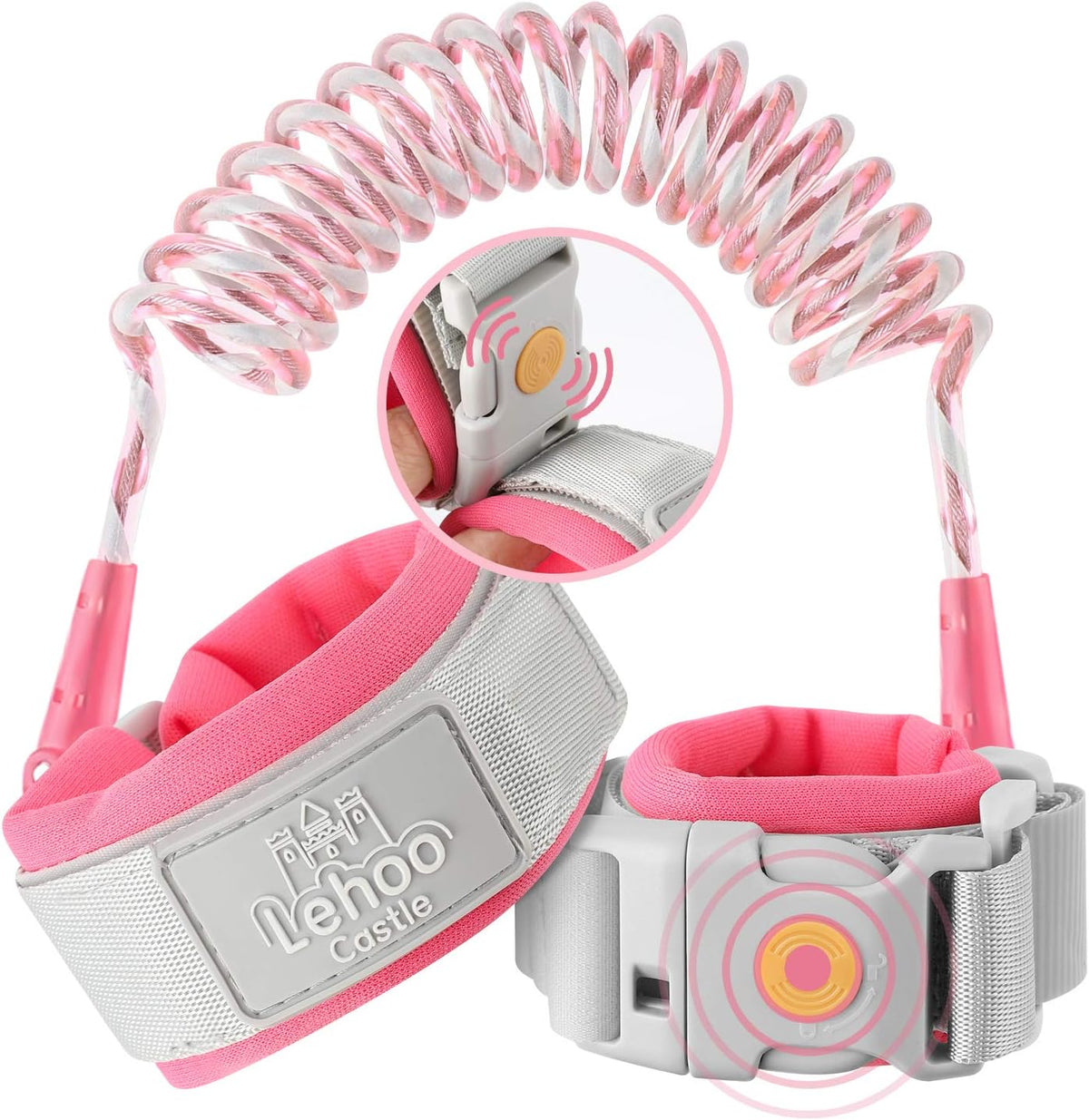 Lehoo Castle Upgraded Anti Lost Wrist Link Pink Front View