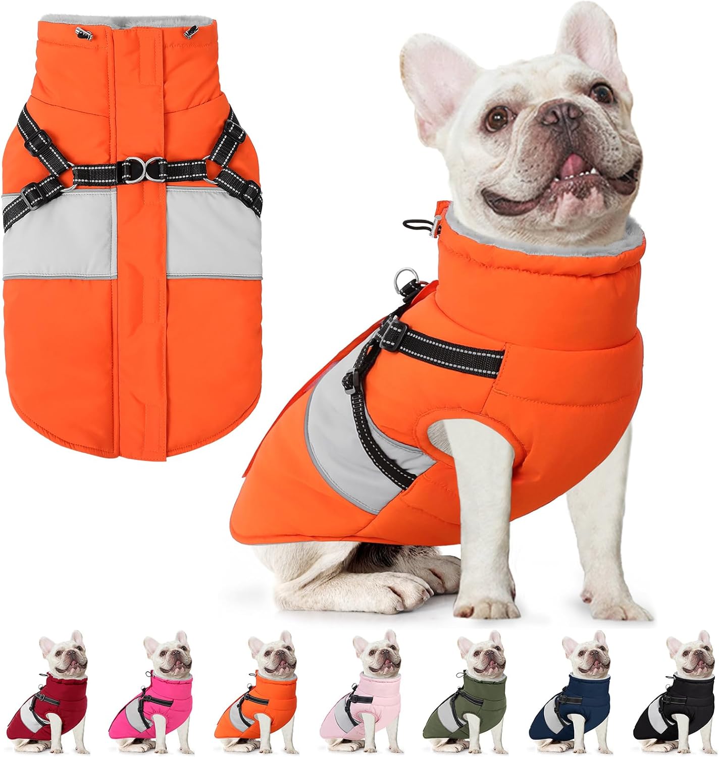 AOFITEE Dog Coat, Large Dog Jacket, Dogs Coat with Harness Built in, Reflective Waterproof Dogs Jackets Winter with Furry Collar, Warm Polar Fleece Pet Sweater Snowsuit for Doberman, Great Dane XXXL - Image 12