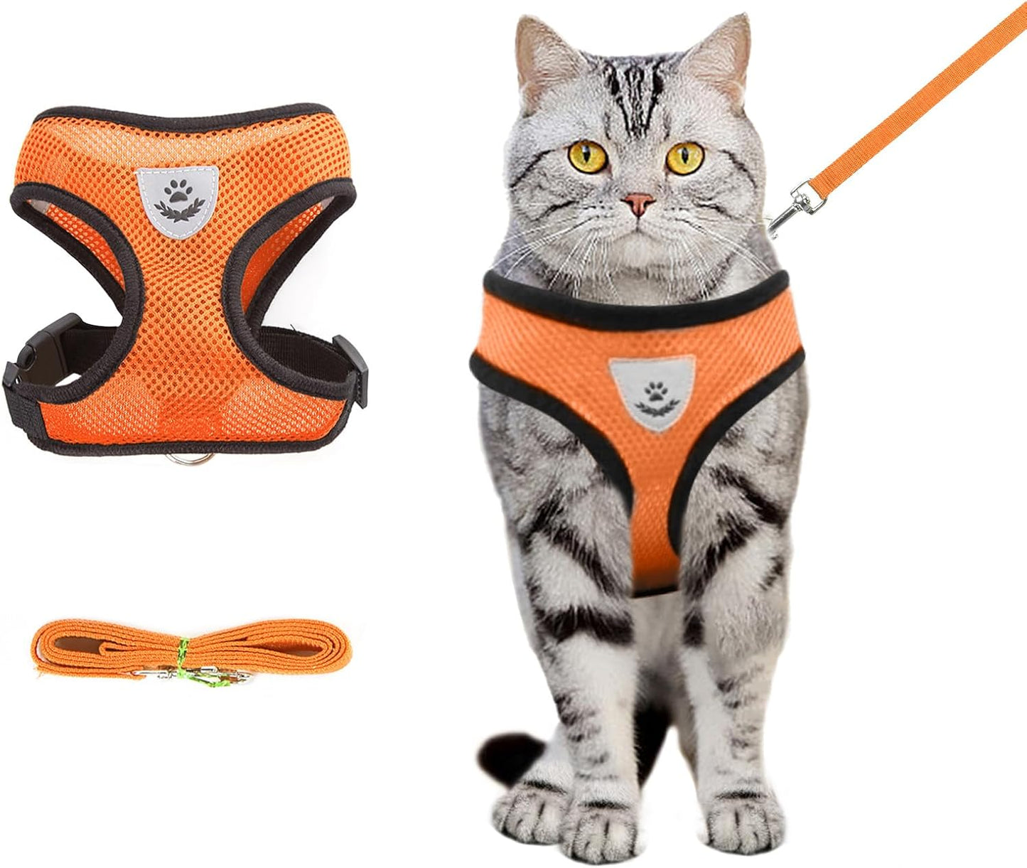 shudyear Summer cat Chest Harness and Leash, Anti-Escape Adjustable Soft mesh cat Leash and Chest Harness Set for All Types of Cats cat Vests (Size S,Black) - Image 14