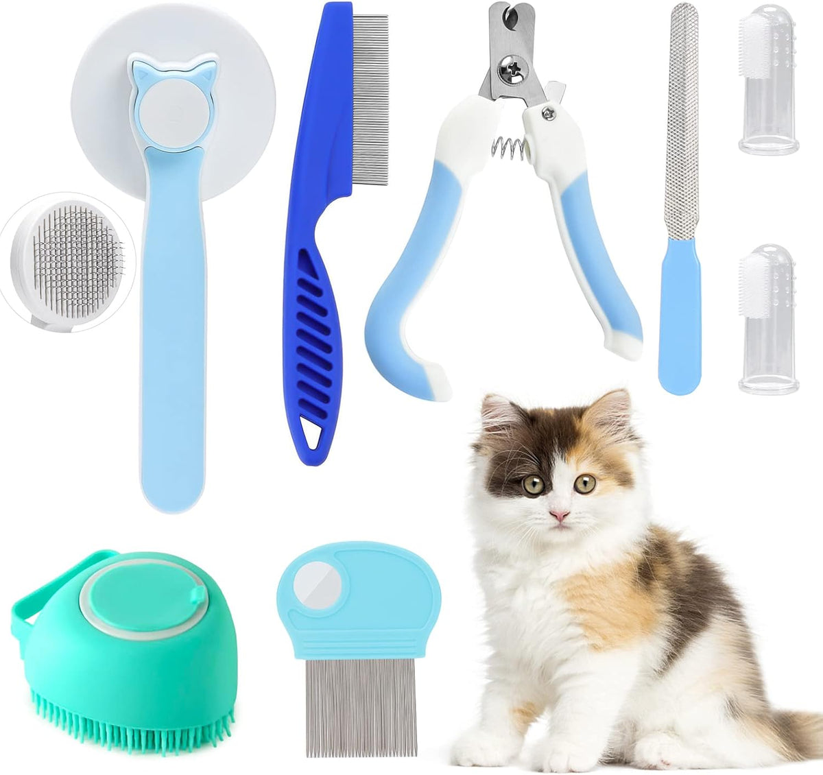 VCZONE pink pet grooming kit arranged neatly to display all professional hygiene accessories.