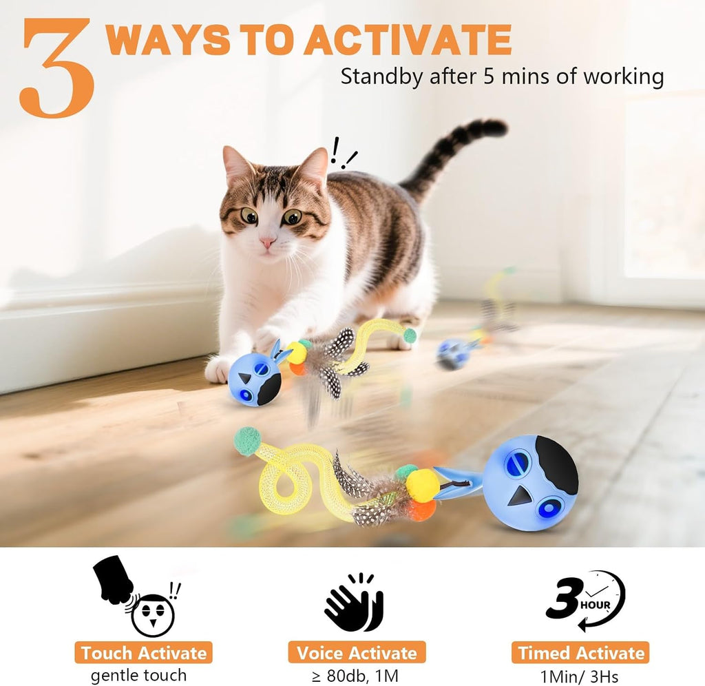 Kiwilove interactive cat toy ball showing charging port