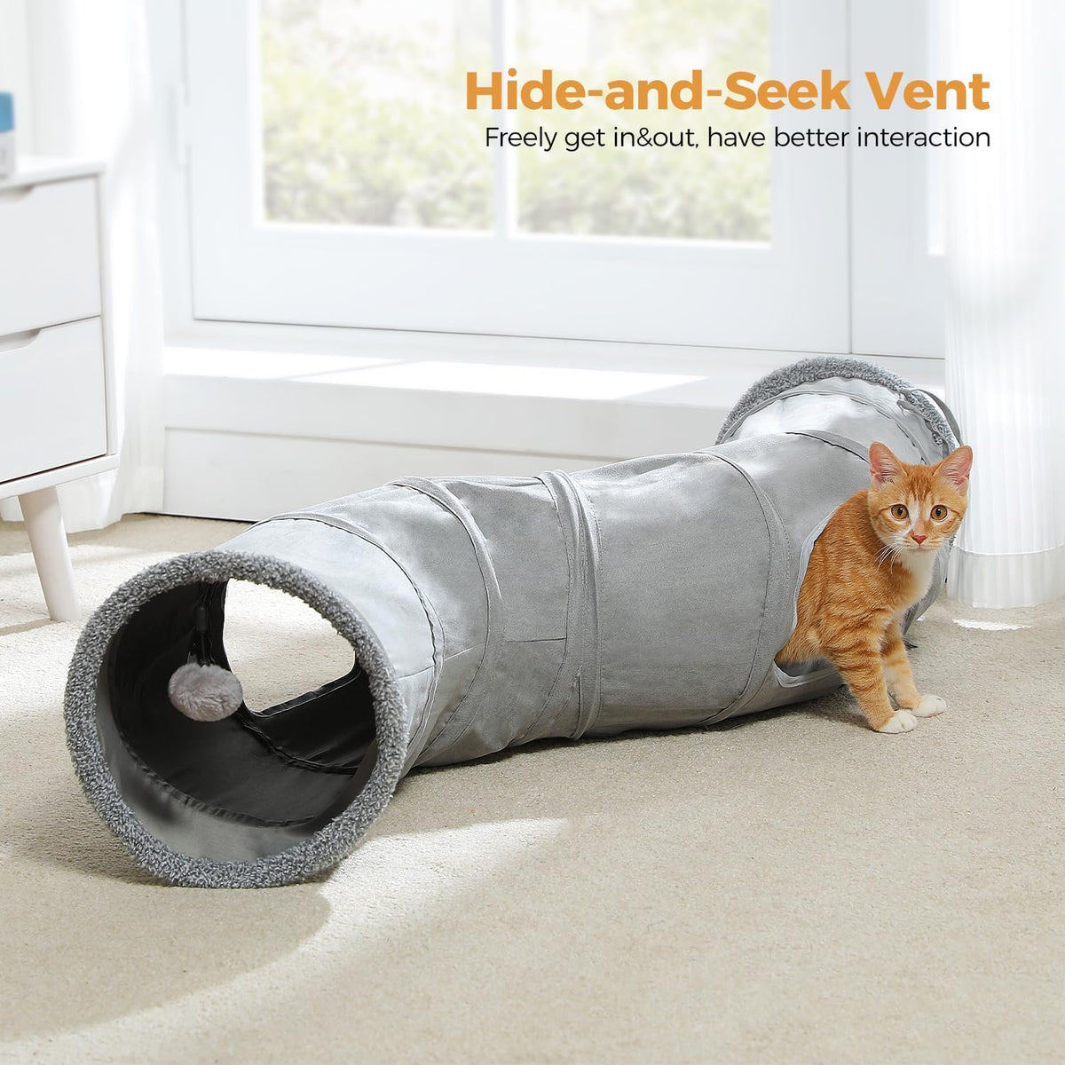 Close up of the soft faux suede texture on the PAWZ Road play tube