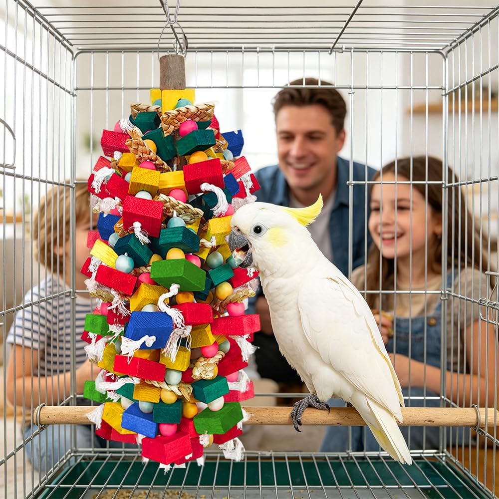 HZDZ LCPAW colorful wooden slice parrot toy