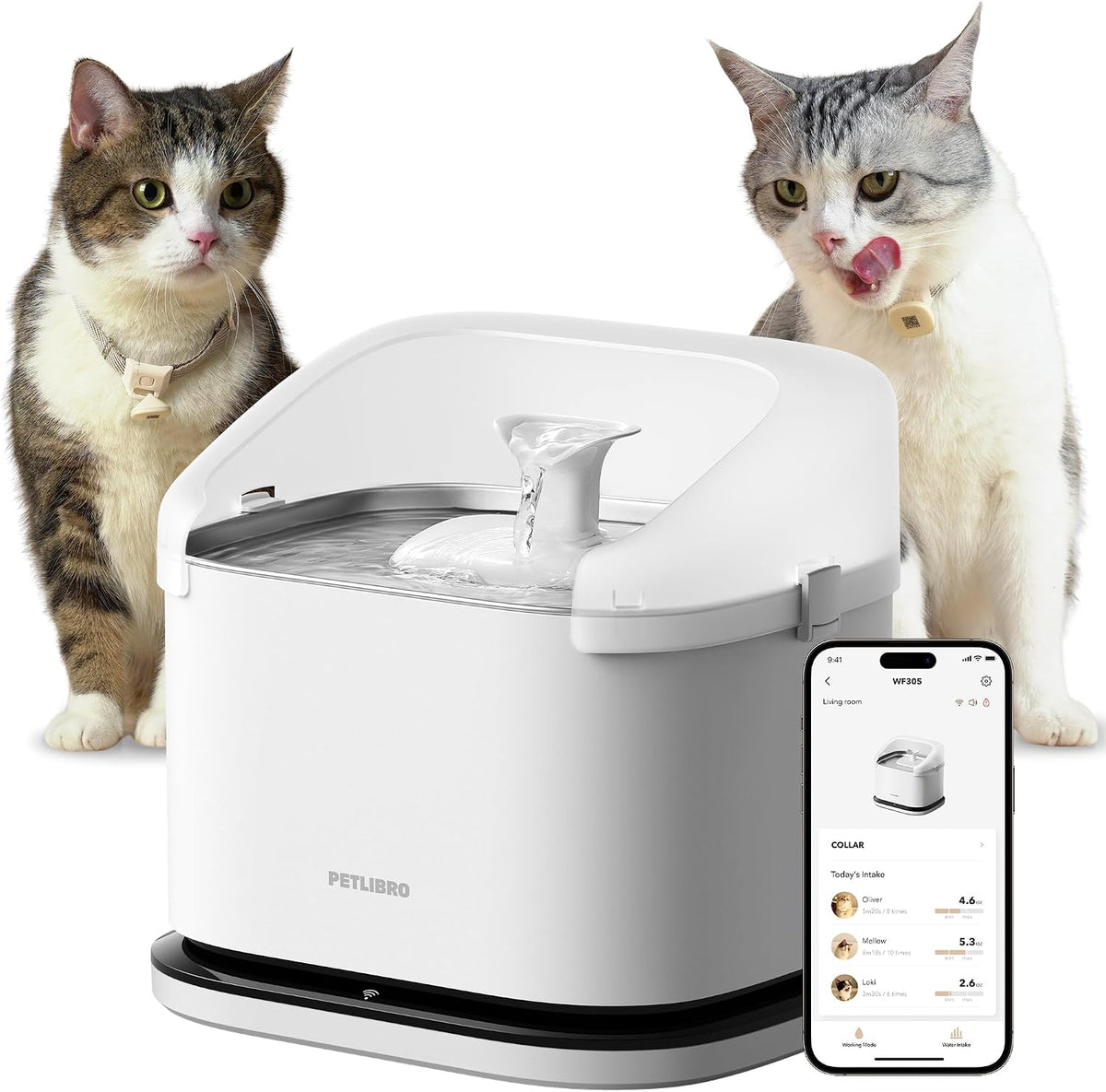 PETLIBRO Cat Water Fountain Ultra Quiet with Two Flow Modes, Large-Size Filter Capsule Pet Water Fountain, 71oz/2.1L Visible Water Level Dog Water Dispenser for Cats & Dogs - Image 10