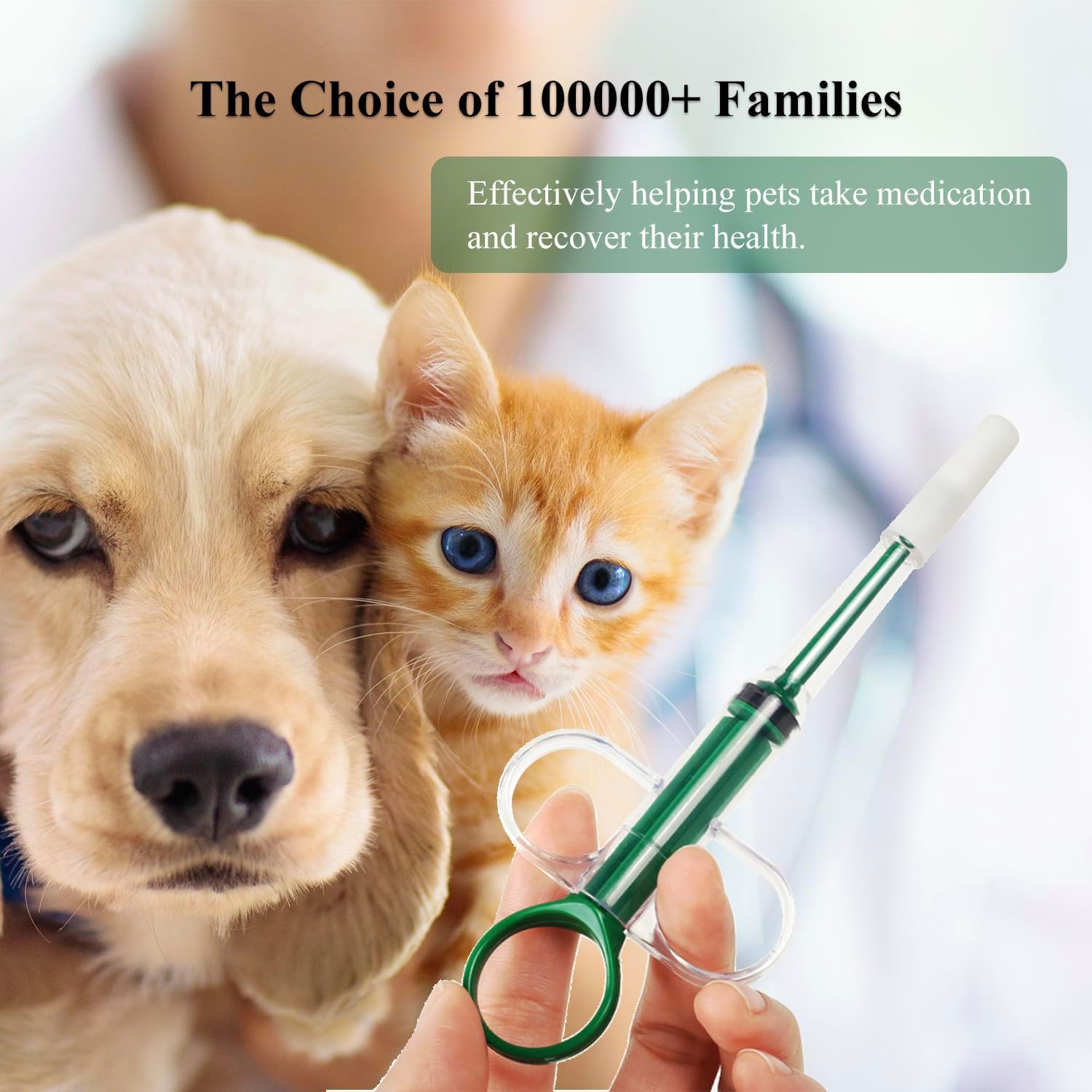 QIYADIN safe pet medicine syringe tool dimensions and close up of non removable tip