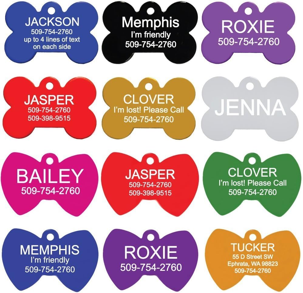 Regular size bone shape dog ID tag in vibrant color finish