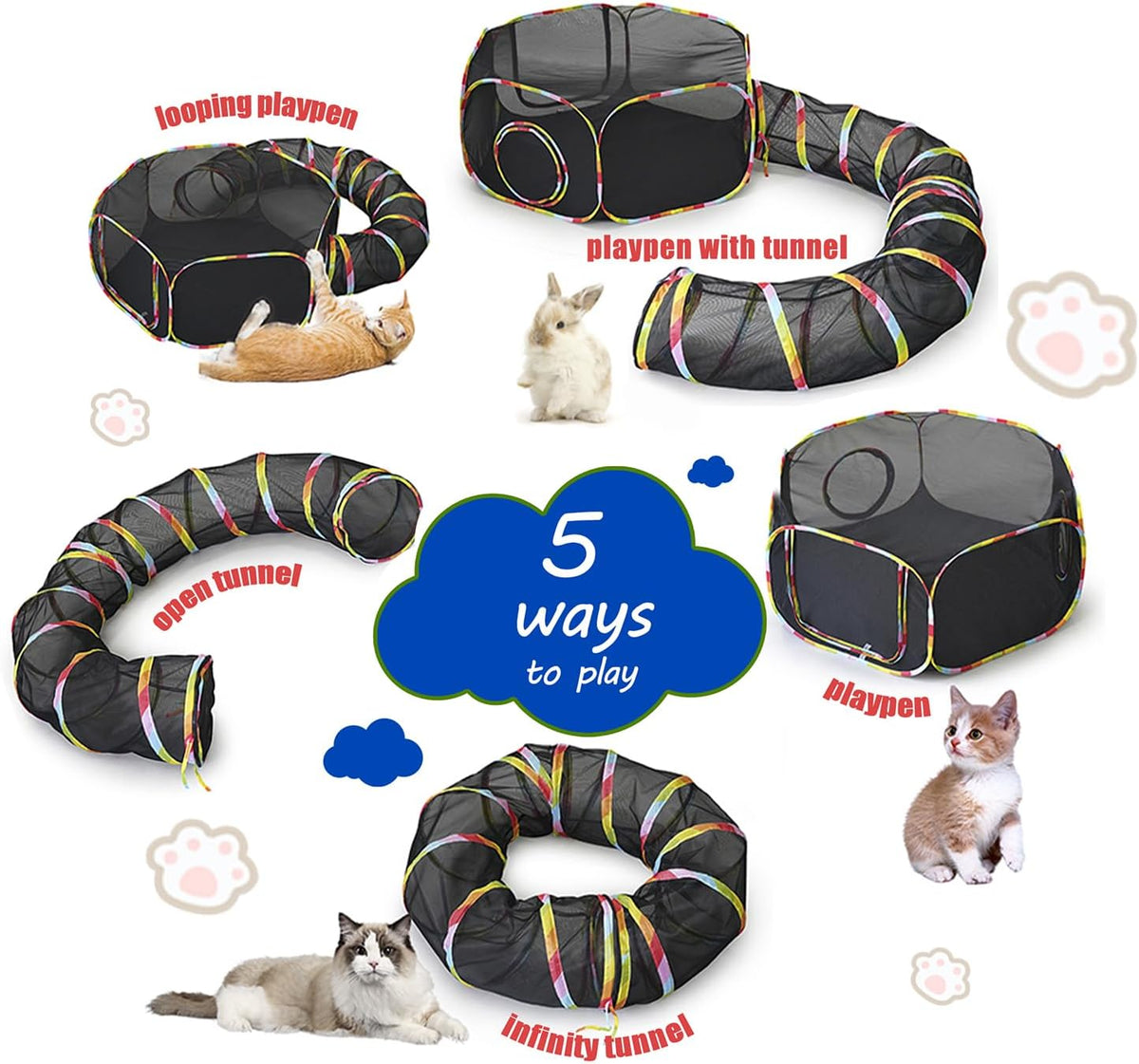 CLKHOWL cage free outside cat playpen pet enclosure folded down next to its travel storage bag