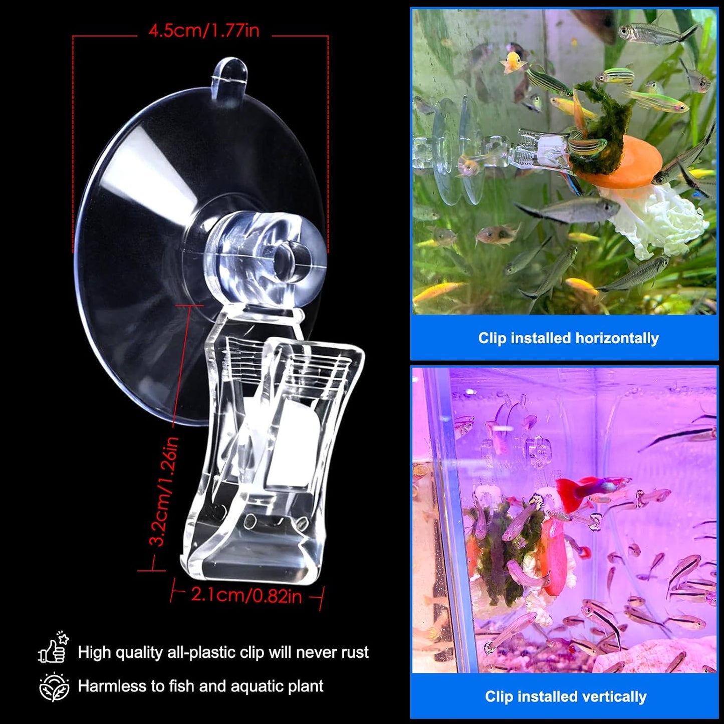 Six pack transparent veggie feeder clamps for marine fish tanks