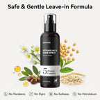 Aumuca meadowfoam scent dog detangler nozzle cap view showing bottle details.