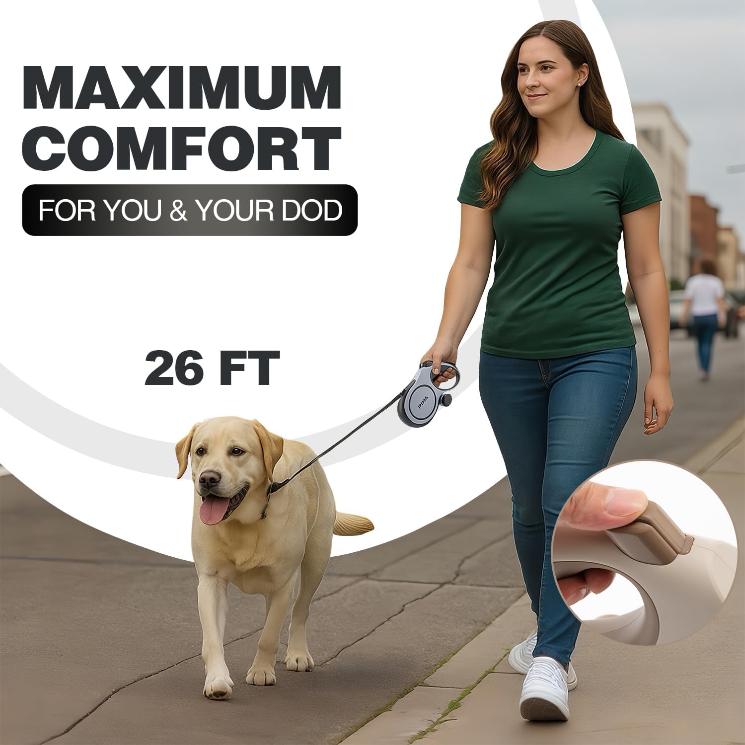 Pina heavy duty dog leash with reflective nylon tape