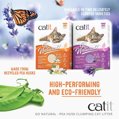 Close up of Catit pea husk litter pellets inside the bag